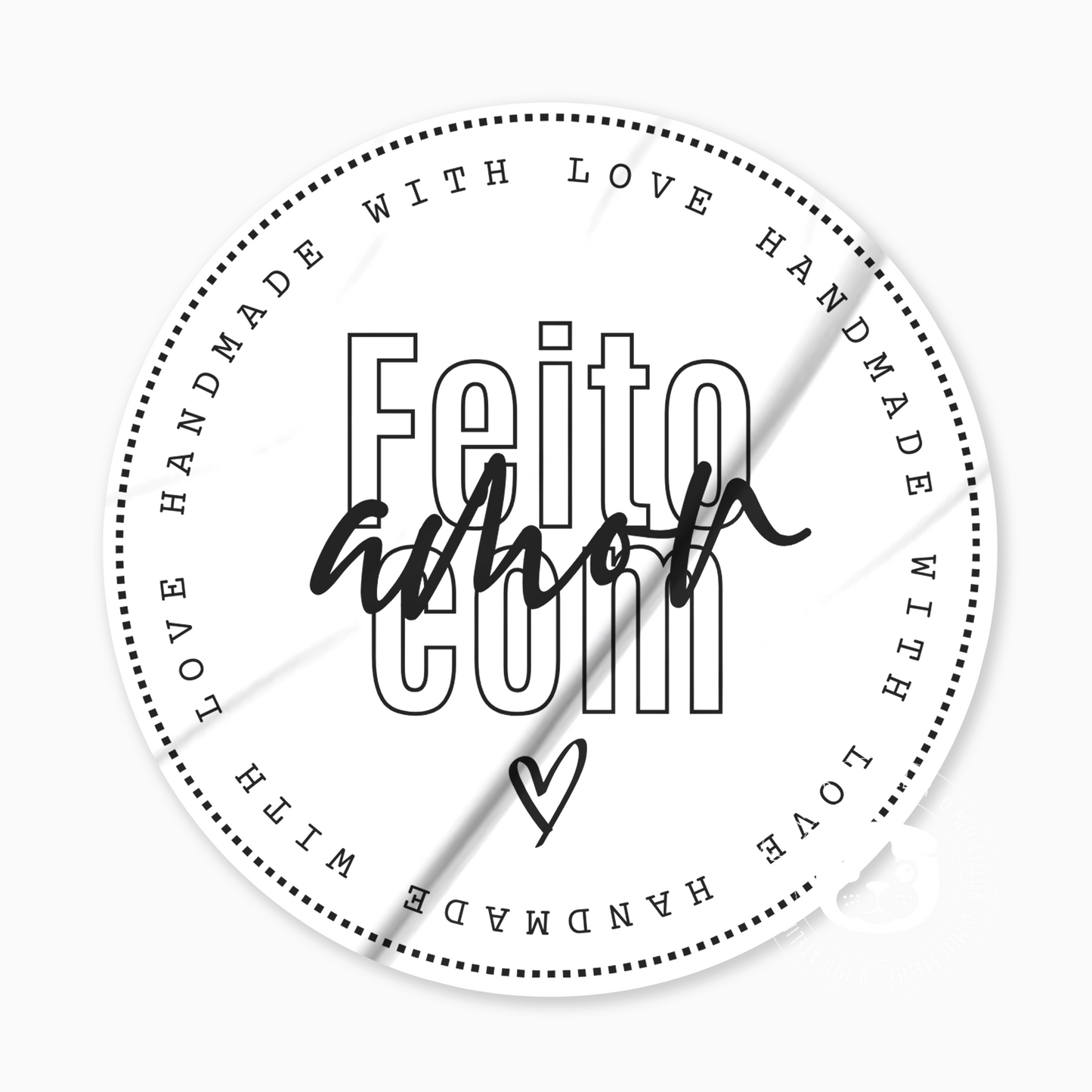 Autocolantes Redondos Personalizados "Feito com Amor"
