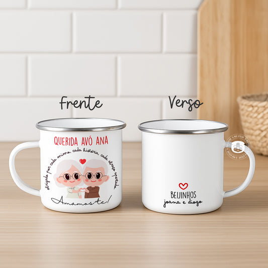 Caneca de esmalte “Queridos Avós"