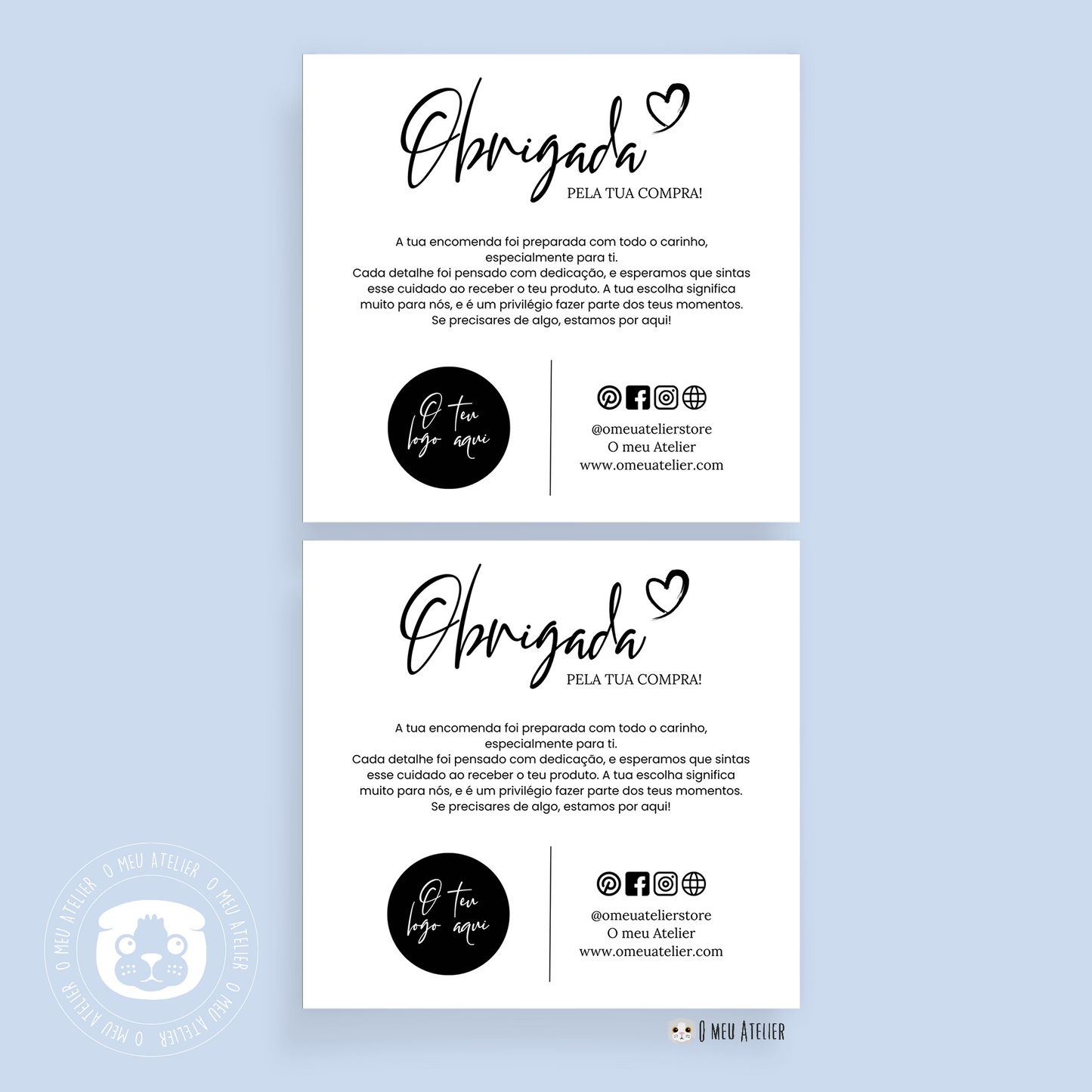 Cartões de Agradecimento Quadrados Personalizados "Basic"