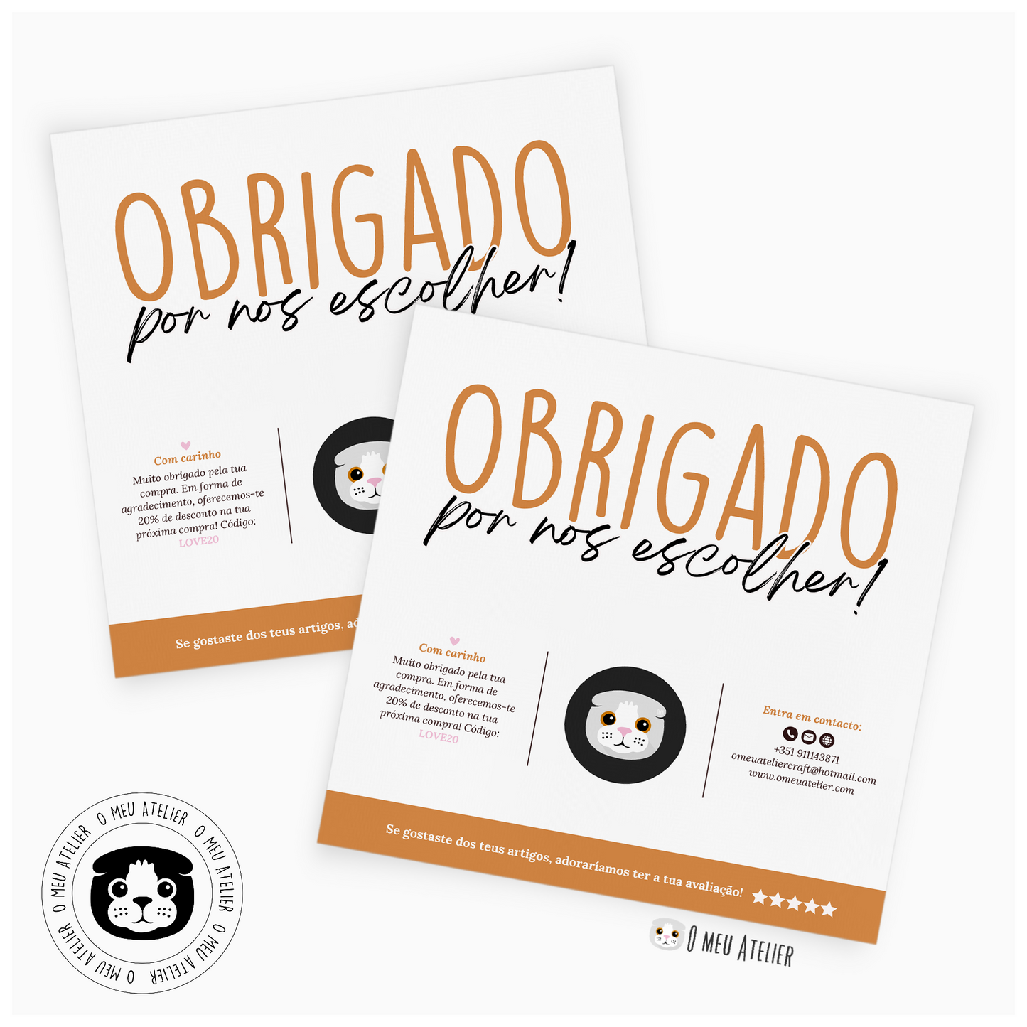 Cartões de Agradecimento Quadrados Personalizados