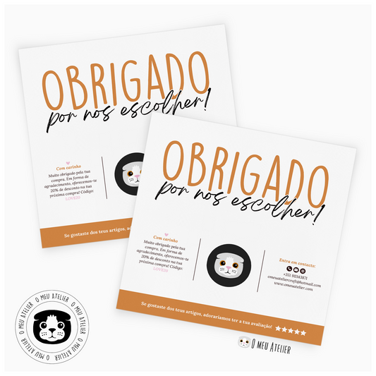 Cartões de Agradecimento Quadrados Personalizados