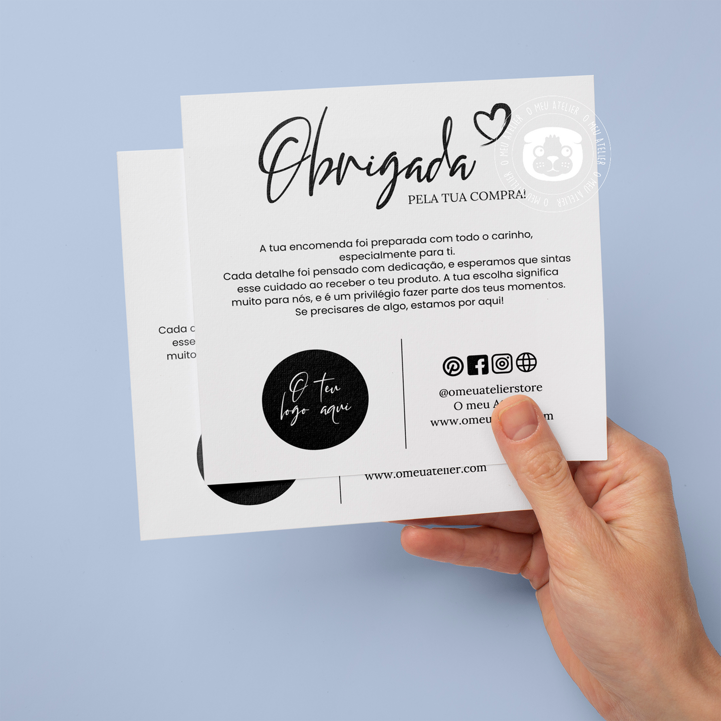 Cartões de Agradecimento Quadrados Personalizados "Basic"