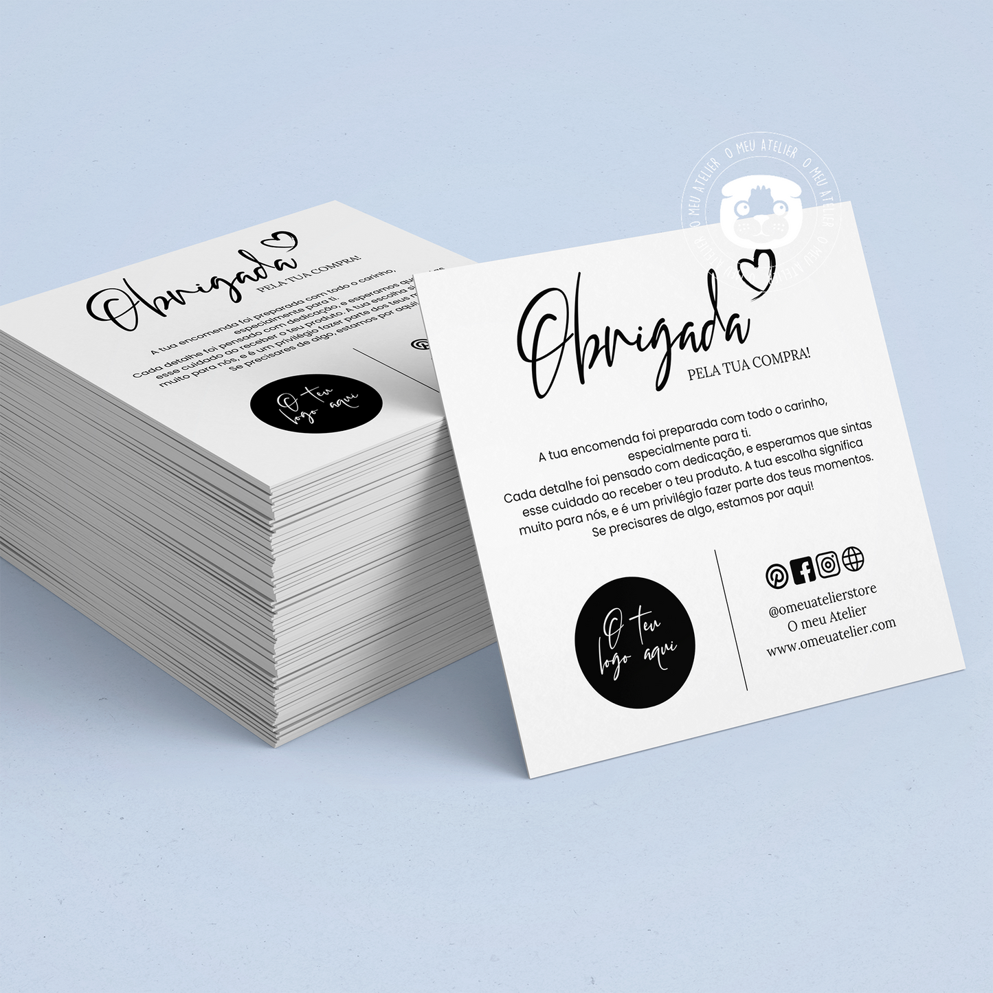 Cartões de Agradecimento Quadrados Personalizados "Basic"