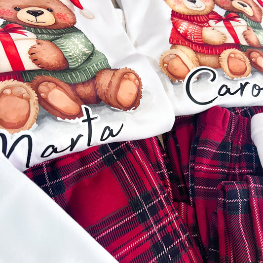 Pijamas de Natal Personalizados – Família Urso