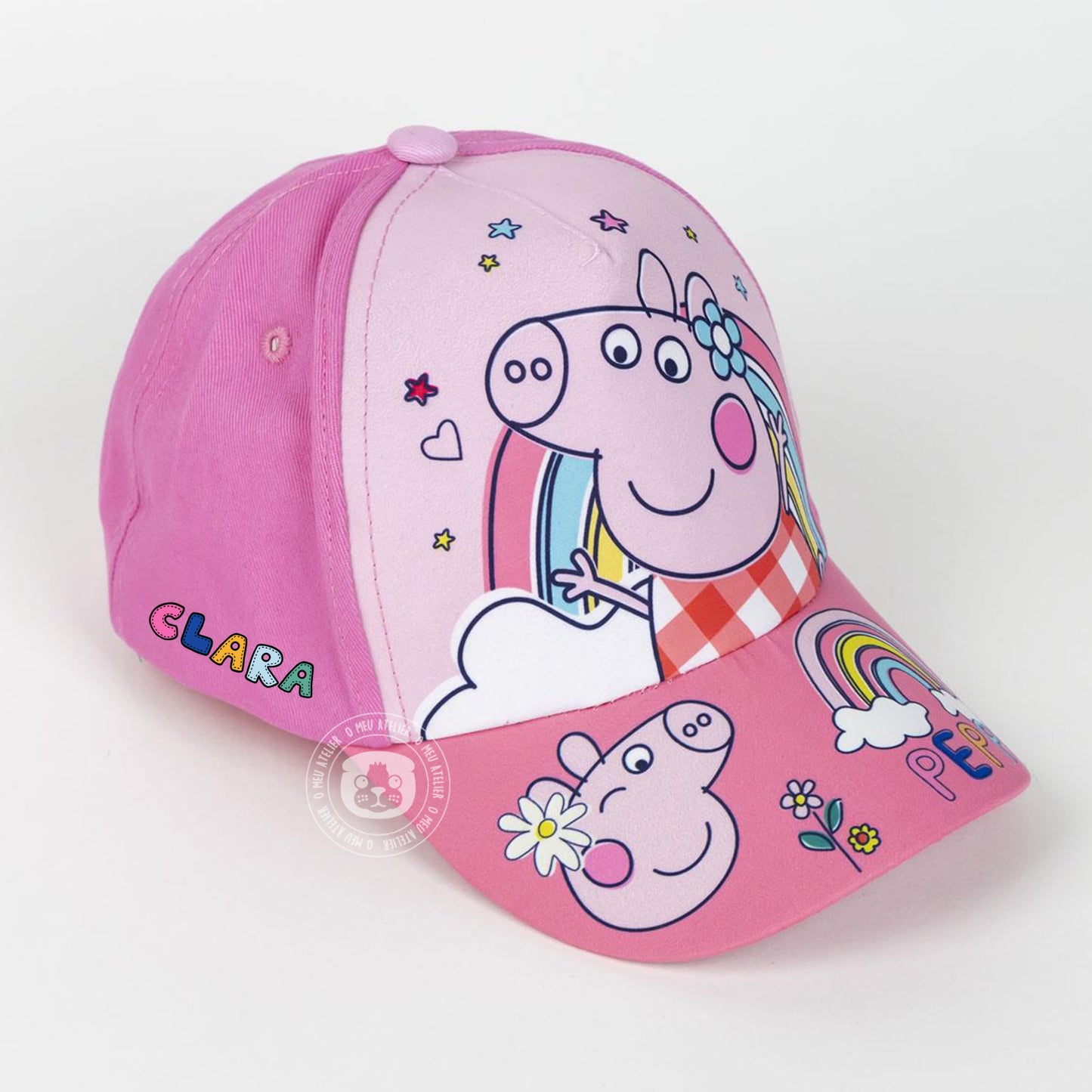 Conjunto de Verão Personalizado Peppa Pig – Toalha, Boné e Mochila com Nome