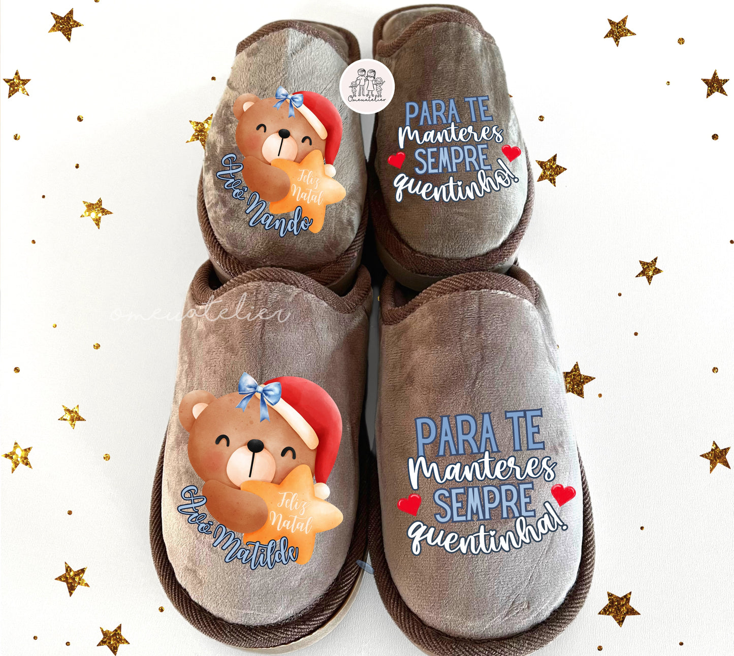 Chinelos Camurcina personalizados “Sempre quentinhos”