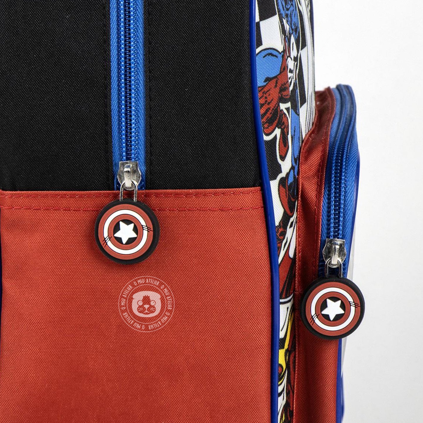 Mochila Infantil Marvel com Bolso Transparente - Personalizável com Nome