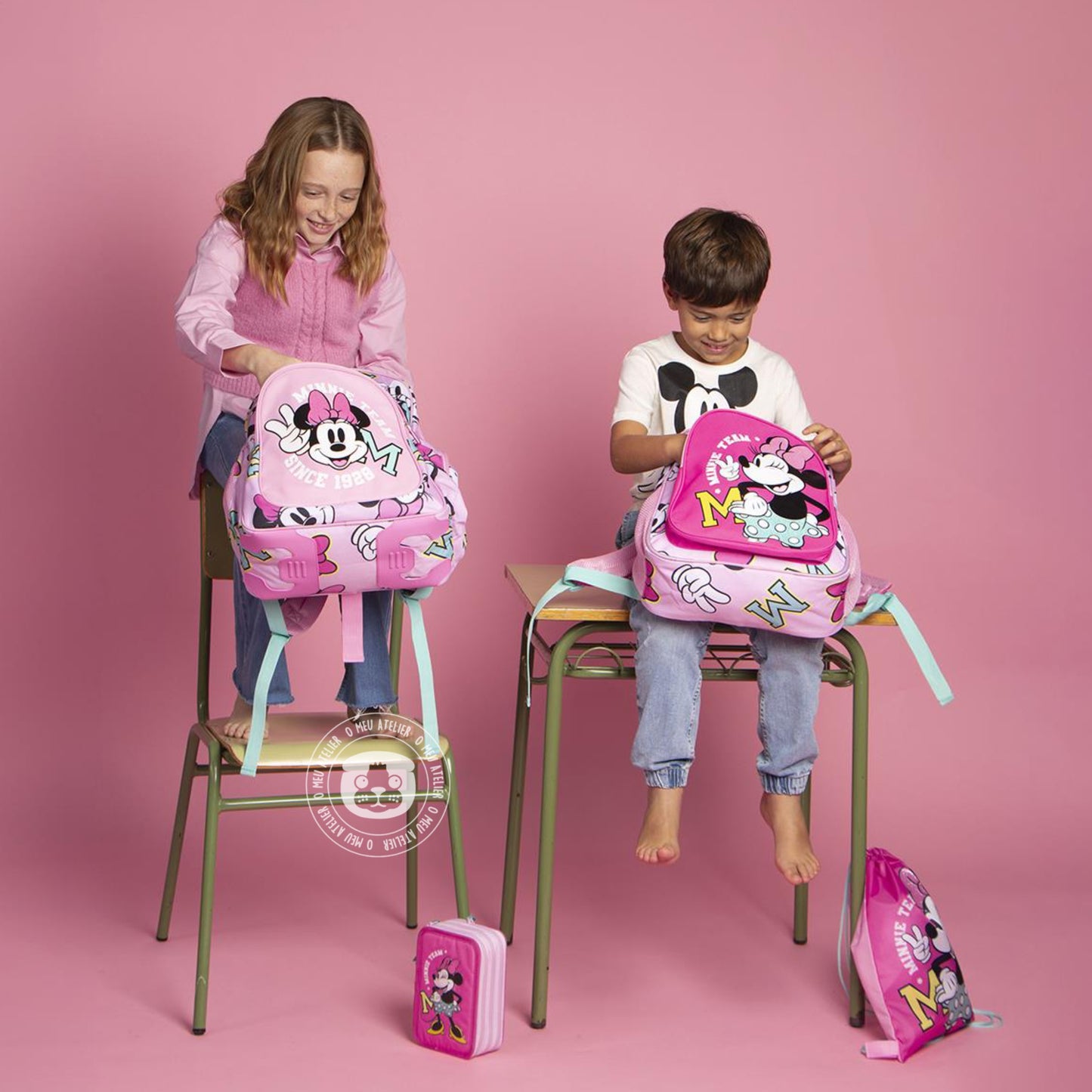 Mochila Escolar Minnie Team - Personalizável com Nome