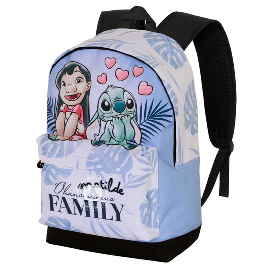 Mochila Personalizada Lilo & Stitch – "Ohana Means Family" com Nome