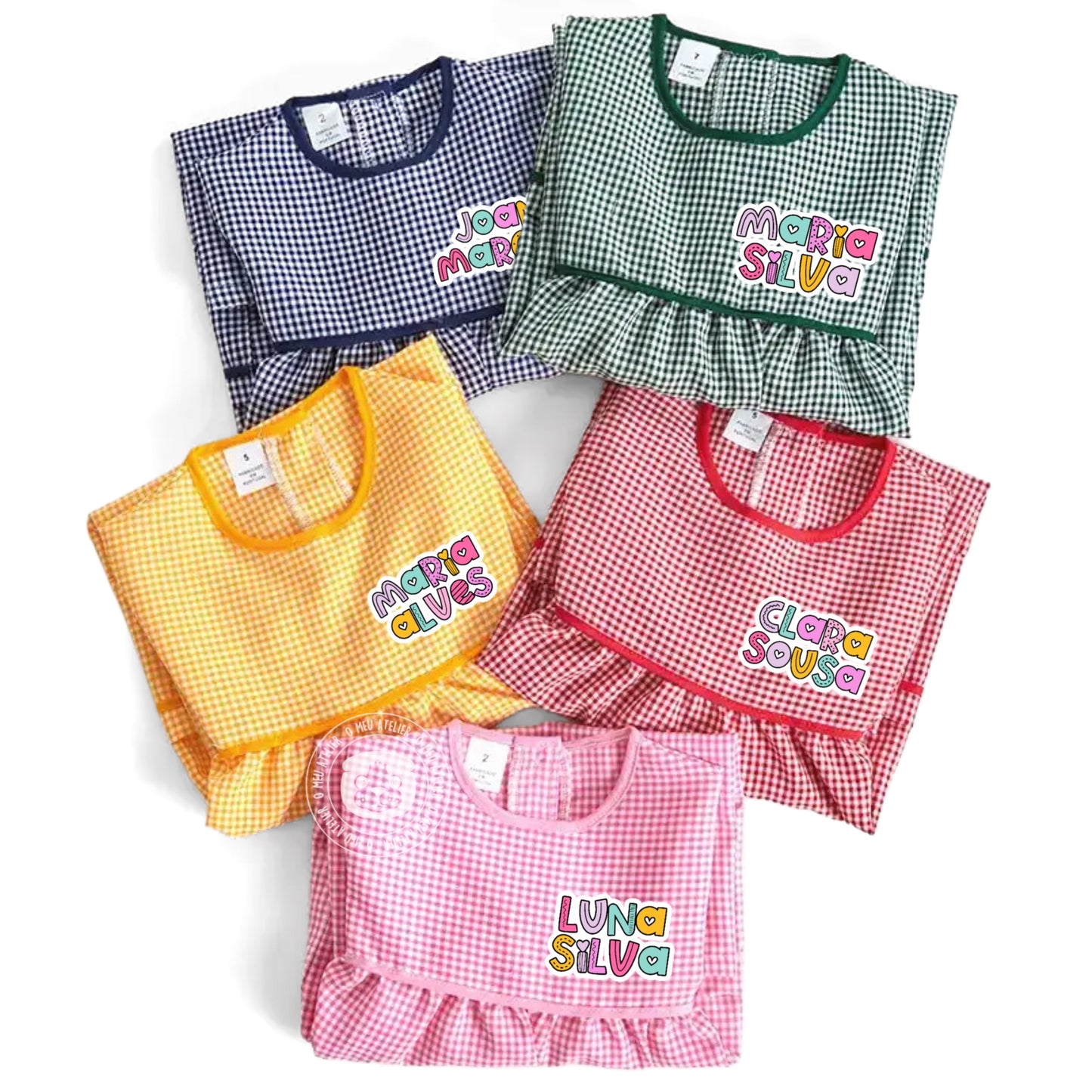 Bata Escolar Personalizada com Nome – Várias Cores