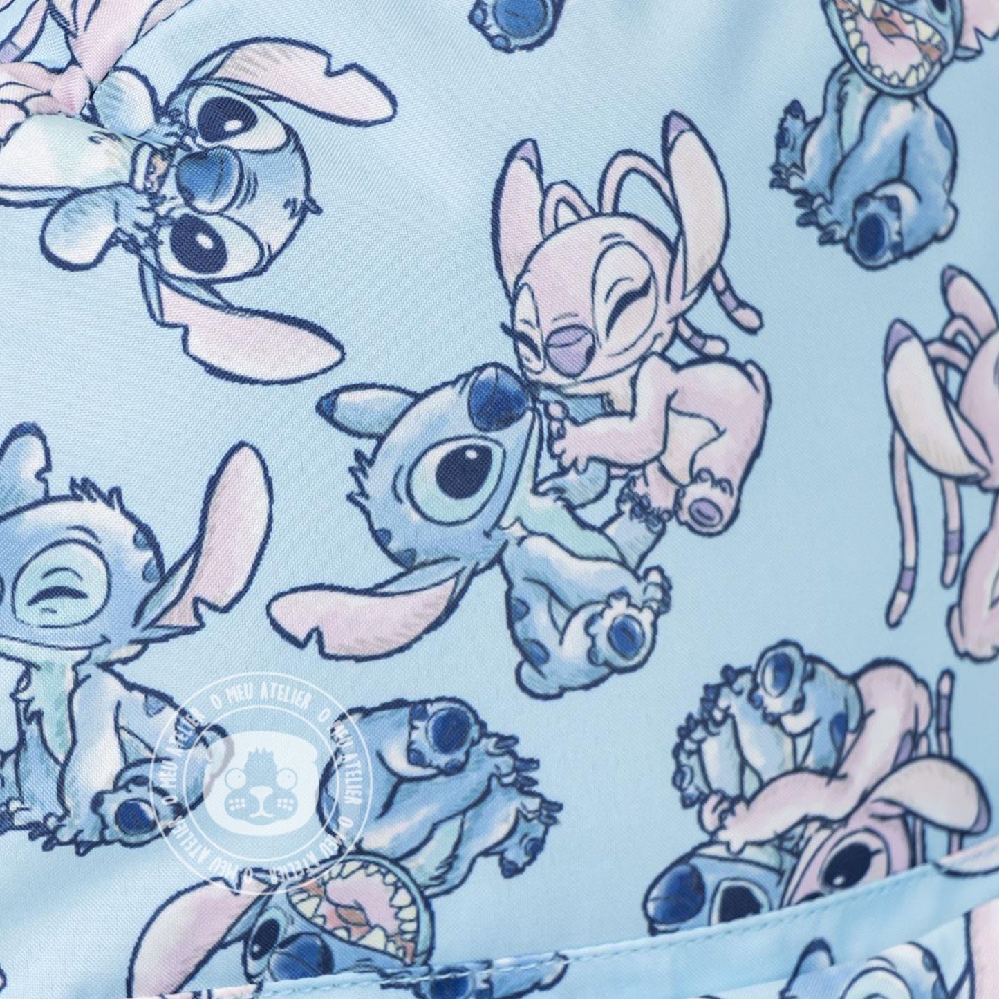 Mochila Stitch & Angel Azul Personalizada com Nome – Modelo Infantil