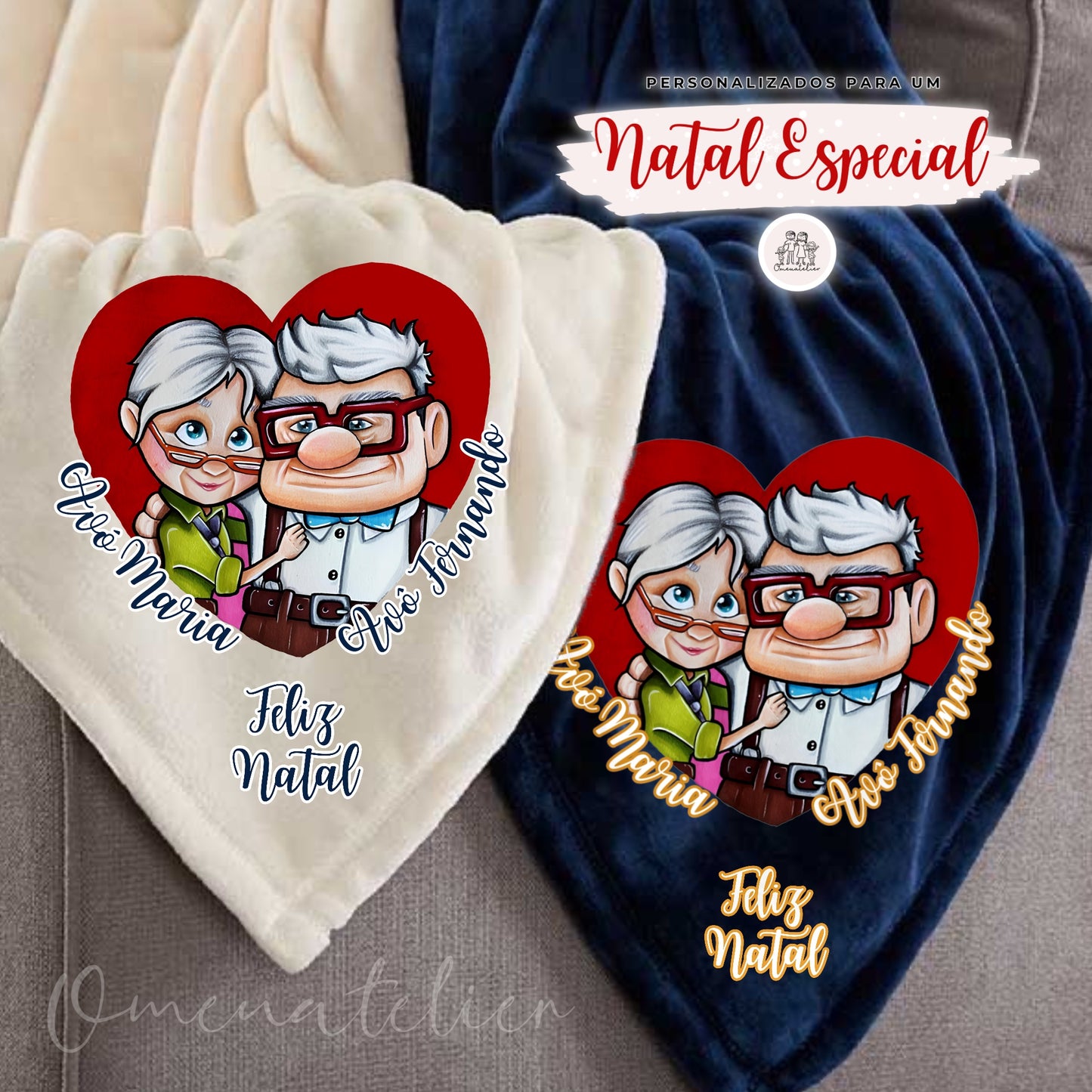 Manta Minky de Natal Personalizada “Ellie & Carl”