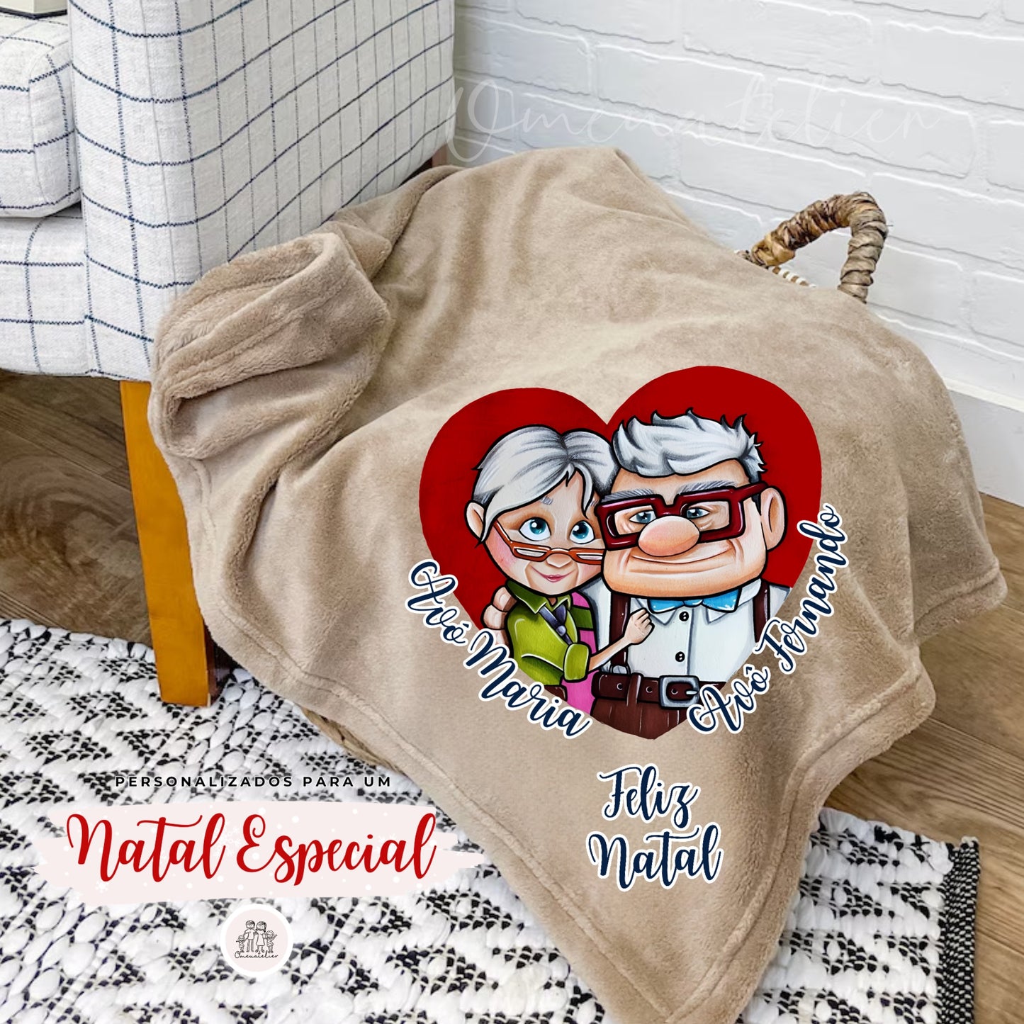 Manta Minky de Natal Personalizada “Ellie & Carl”