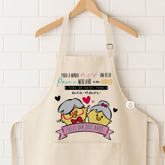 Avental de Linho Personalizado “Avós” – Presente Especial para o Dia dos Avós