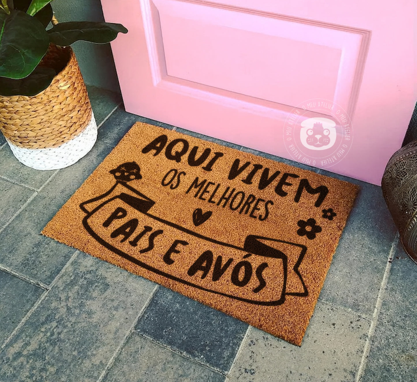 Tapete de entrada personalizado “Aqui vivem os melhores…”