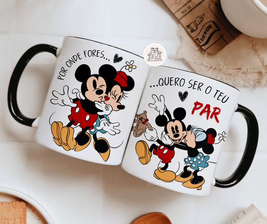 Conjunto de canecas “Por onde fores… Quero ser o teu par”