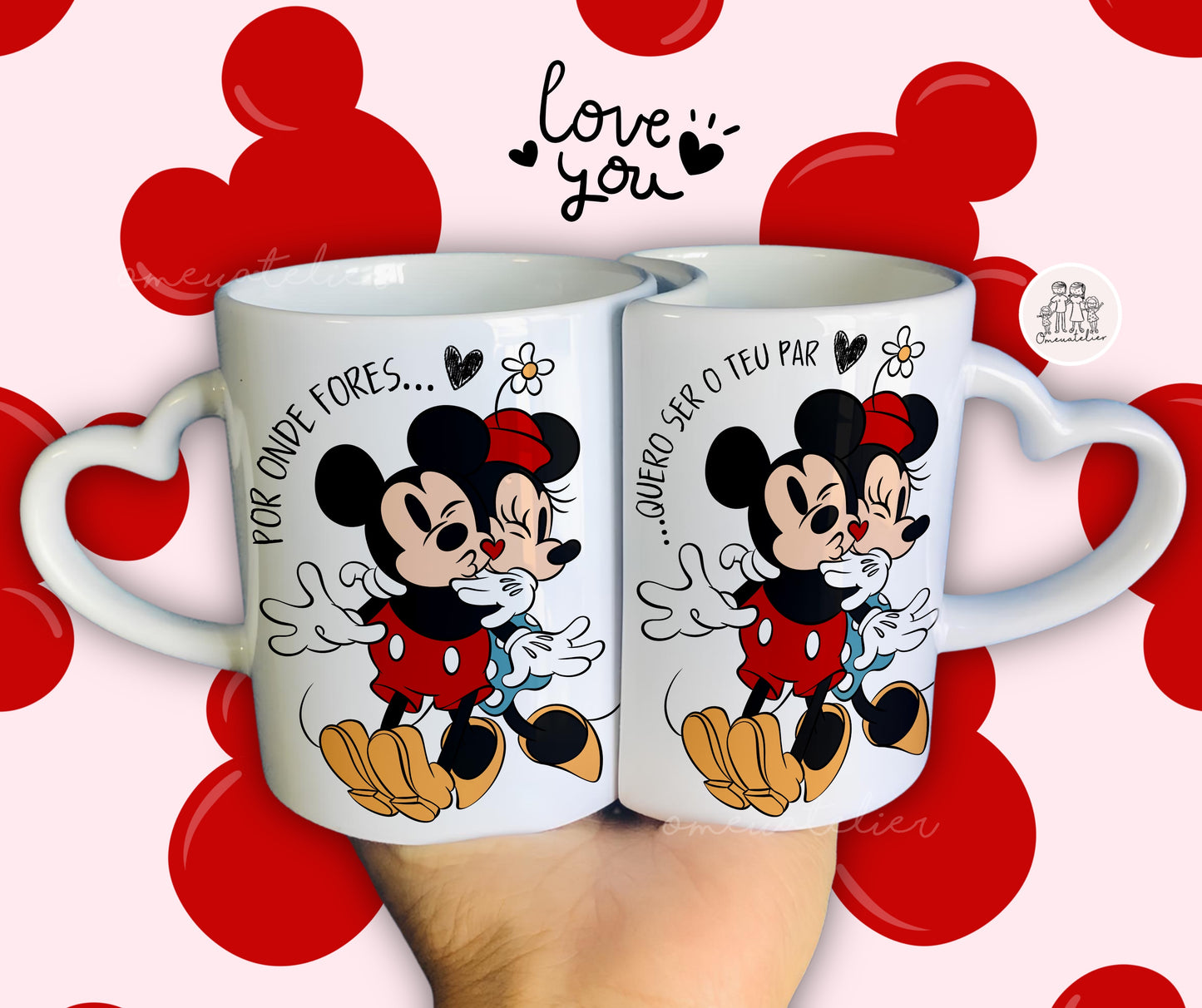 Conjunto de canecas “Por onde fores… Quero ser o teu par”