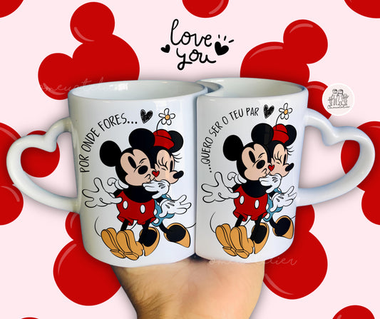 Conjunto de canecas “Por onde fores… Quero ser o teu par”