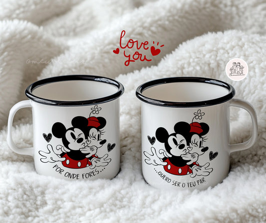 Conjunto de canecas vintage  “Por onde fores… Quero ser o teu par”
