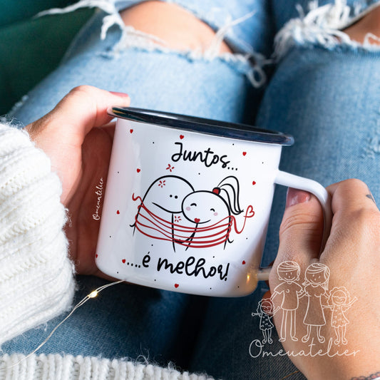 Caneca Vintage de esmalte Flork “O meu lugar preferido…”