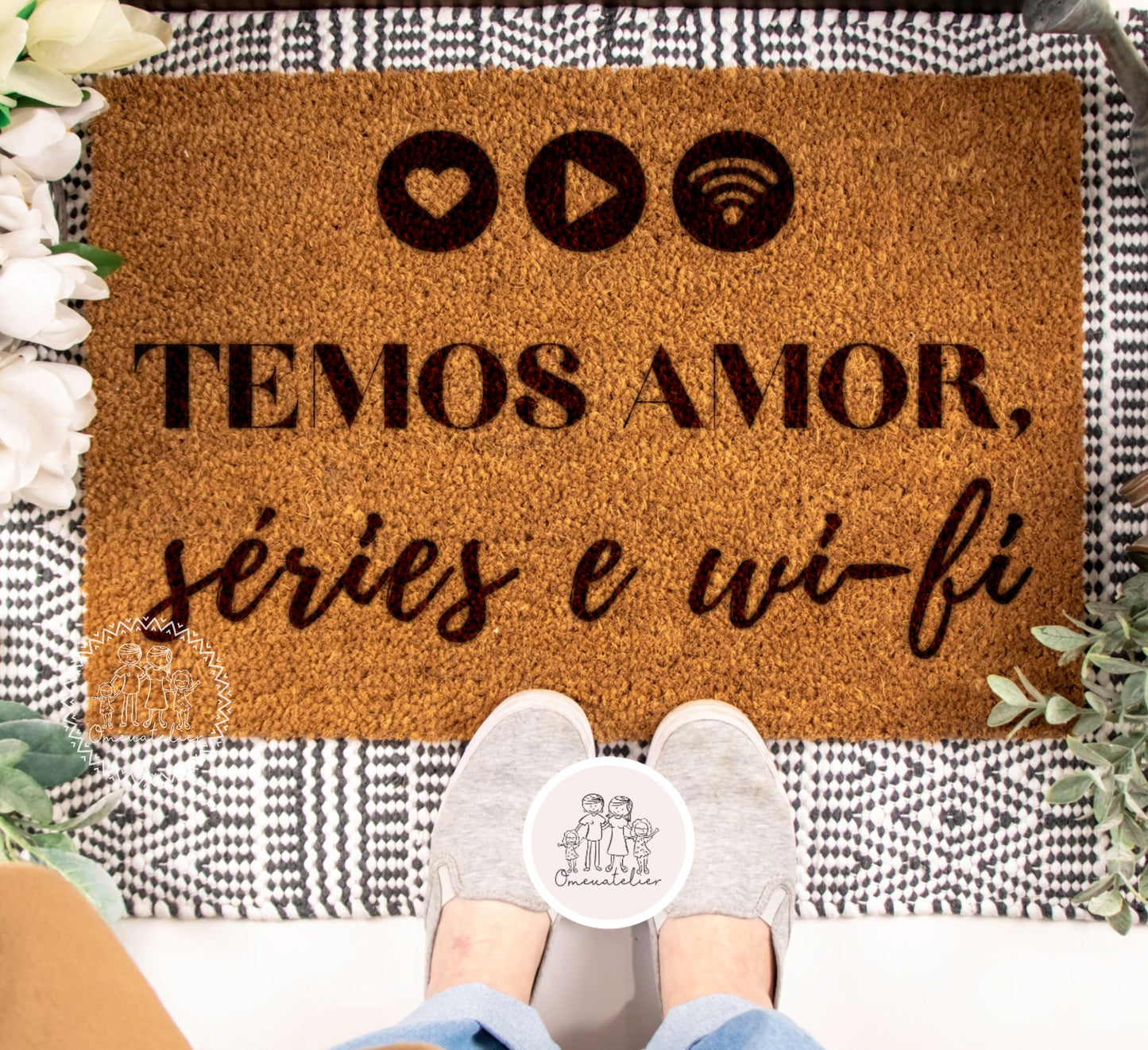 Tapete de entrada personalizado “Temos Amor, Séries e Wi-Fi"