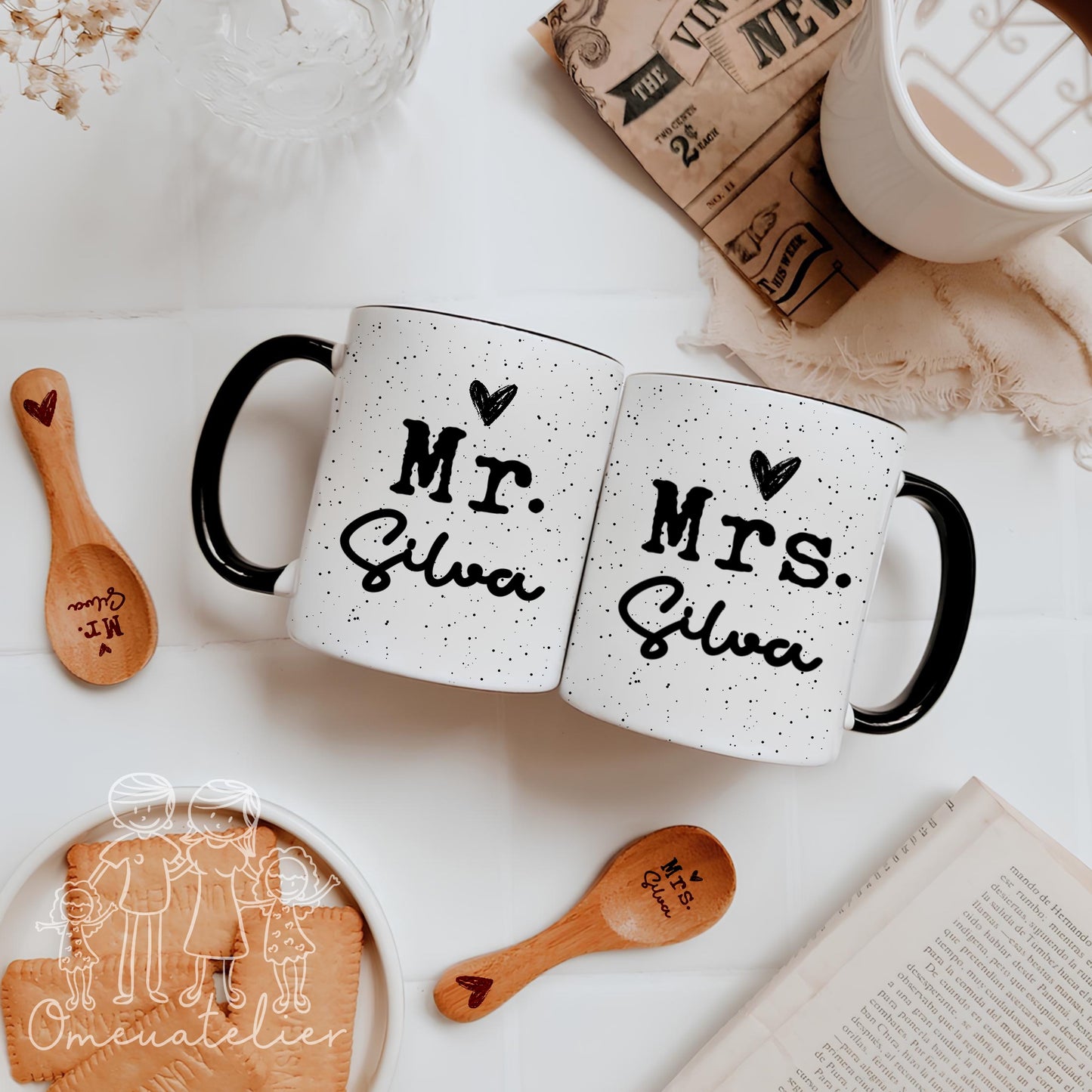 Conjunto de 2 canecas de cerâmica “Mr. & Mrs.”