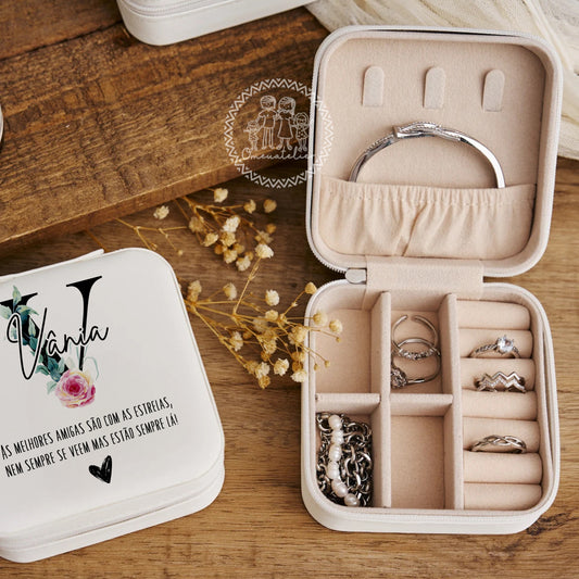 Porta-Jóias personalizado “Inicial Floral - Melhores Amigas”