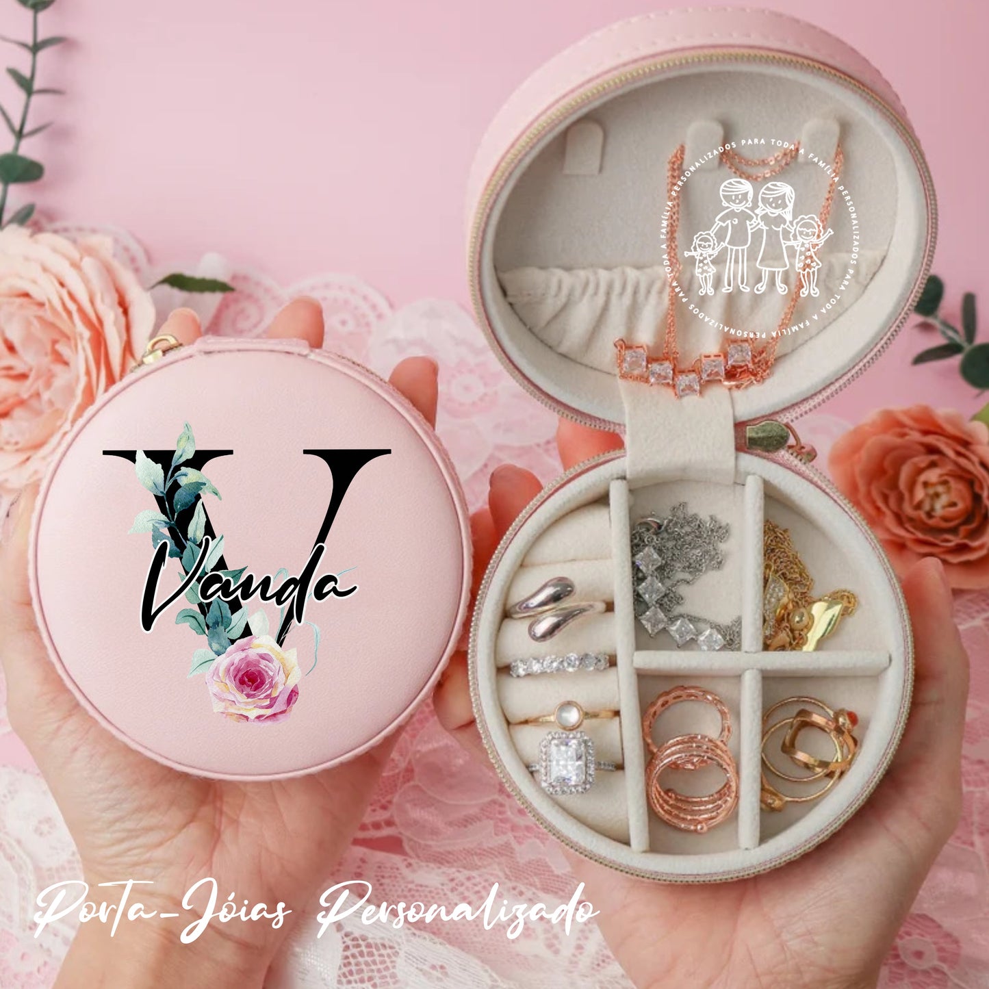 Porta-Jóias personalizado “Inicial Floral”