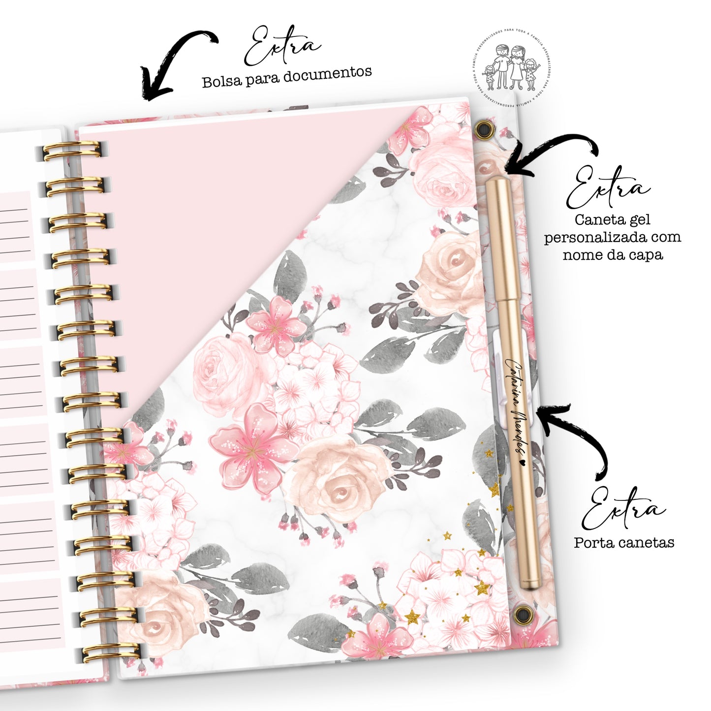 Agenda Personalizada “ Marble Inicial Floral”