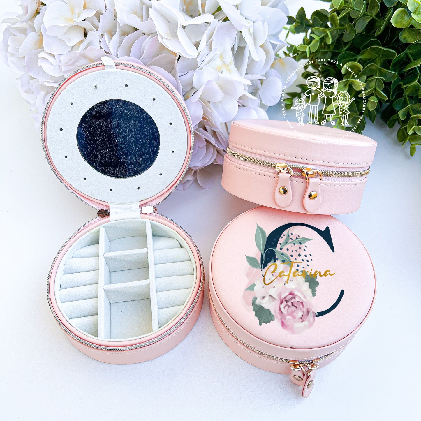 Porta-Jóias personalizado “Inicial floral”