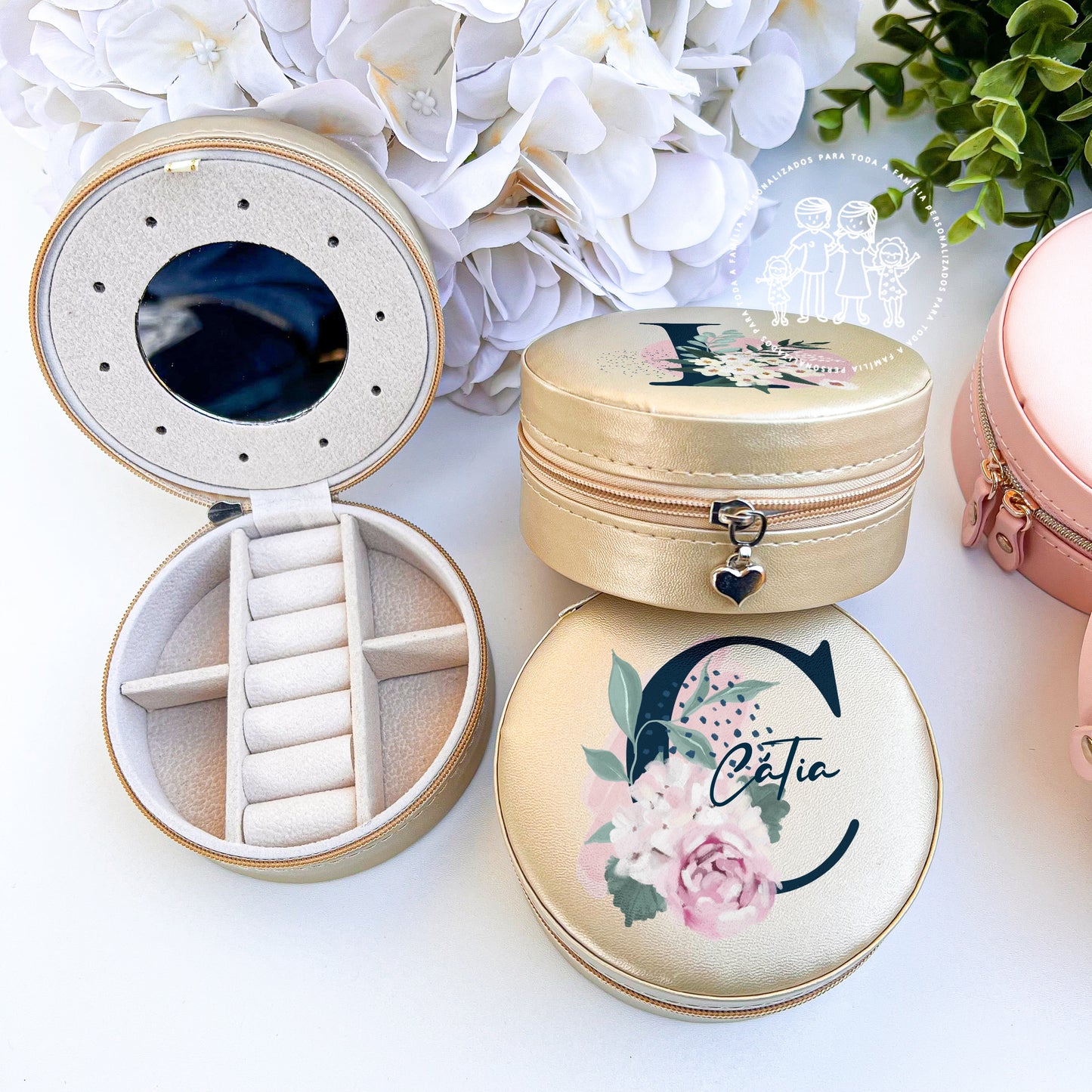 Porta-Jóias personalizado “Inicial floral”