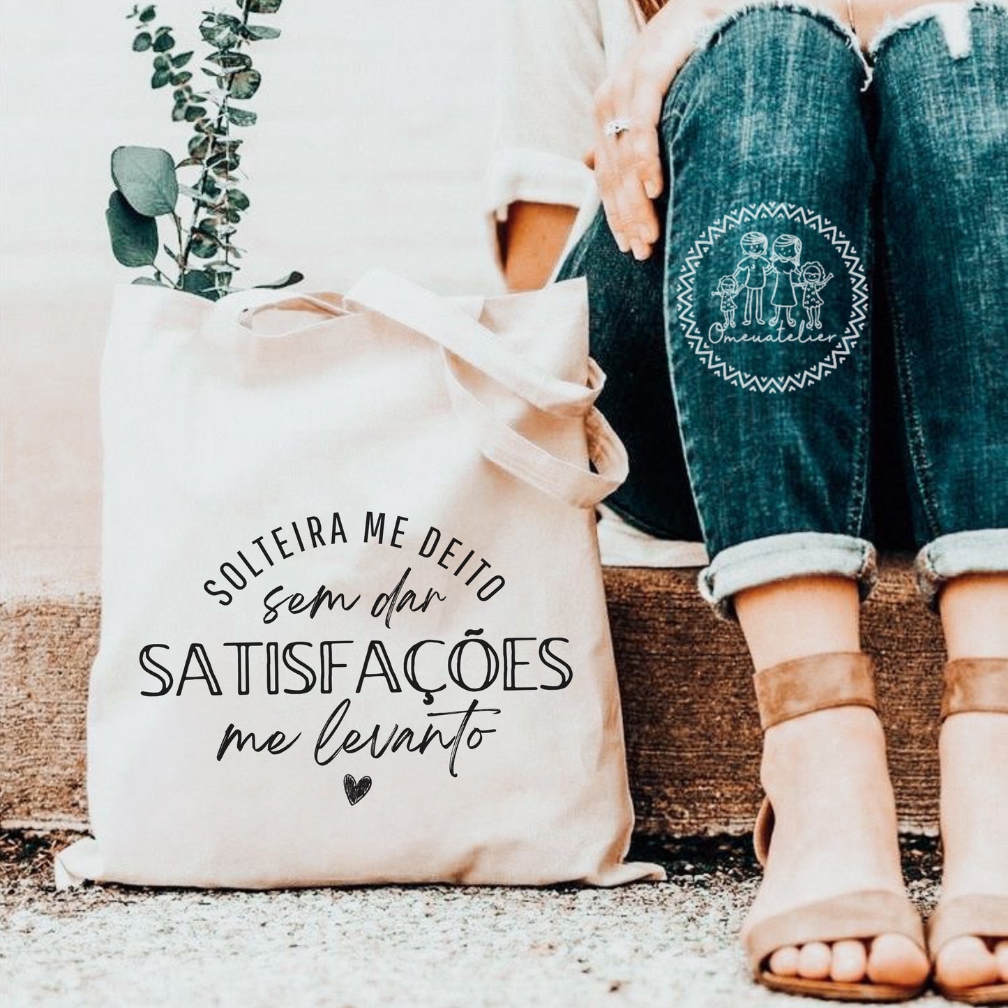 Sacola de algodão orgânico “Solteira me deito…”