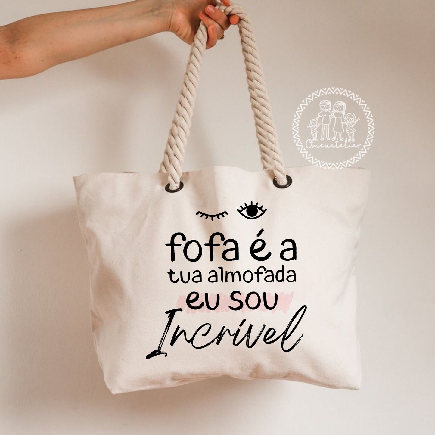 Saco de Algodão com alças em corda “Fofa é a tua almofada”