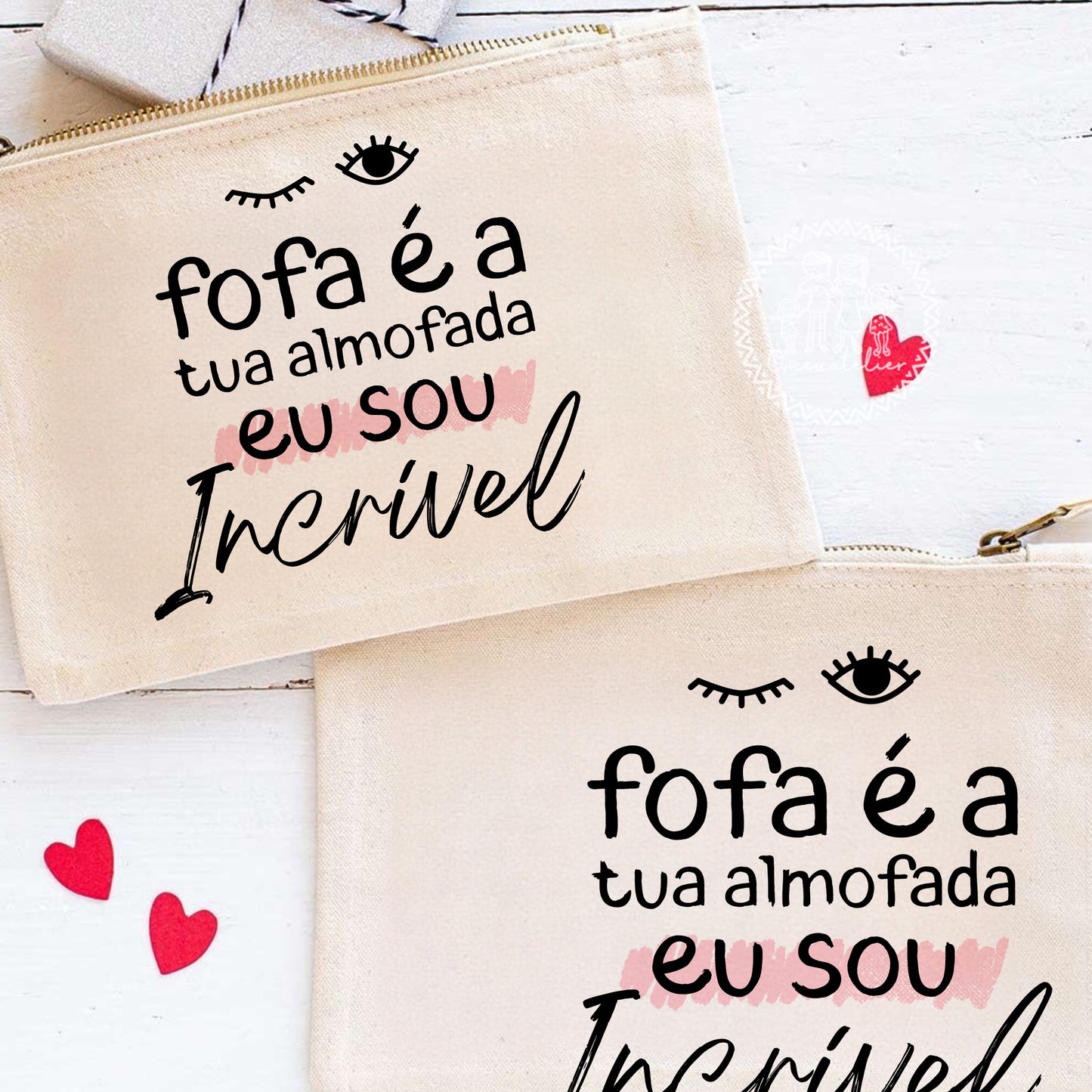 Bolsa/Necessaire de Algodão “Fofa é a tua almofada…”