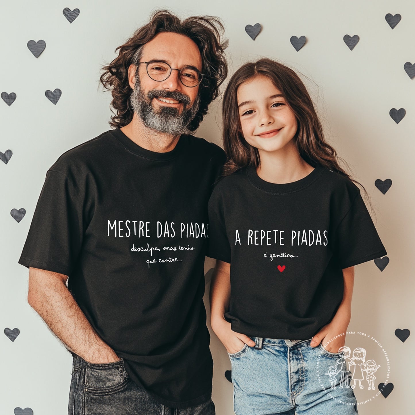 Conjunto de T-shirt’s “Mestre das piadas & A repete piadas”