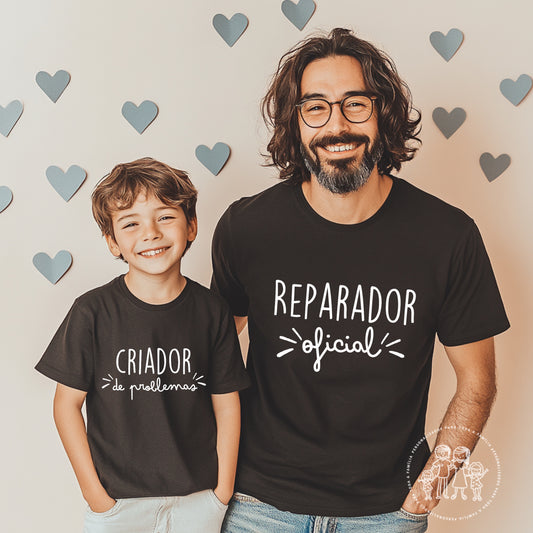 Conjunto de T-shirt’s “Reparador oficial & Criador de Problemas”