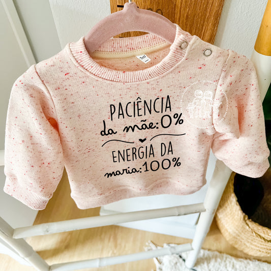 Sweatshirt bebé menina “Paciência da mãe 0%…”