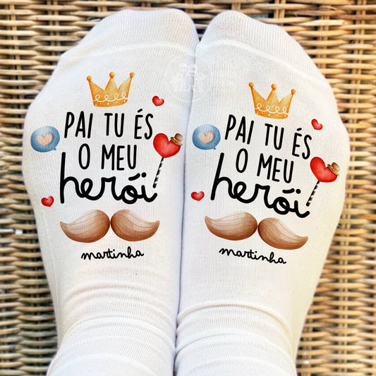 Meias personalizadas “Pai tu és o meu Herói”