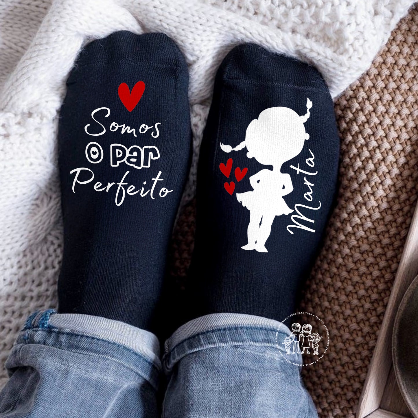 Conjunto de 2 Pares de Meias personalizadas “Somos o par perfeito”