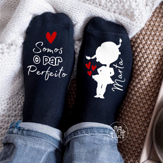 Conjunto de 2 Pares de Meias personalizadas “Somos o par perfeito”