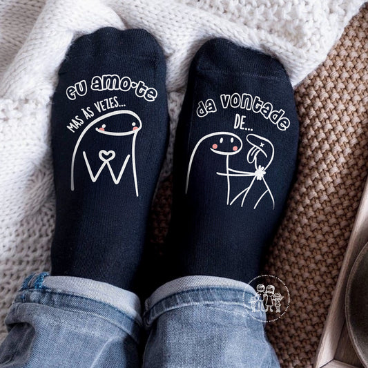 Meias personalizadas “Flork - Eu amo-te, mas às vezes…”