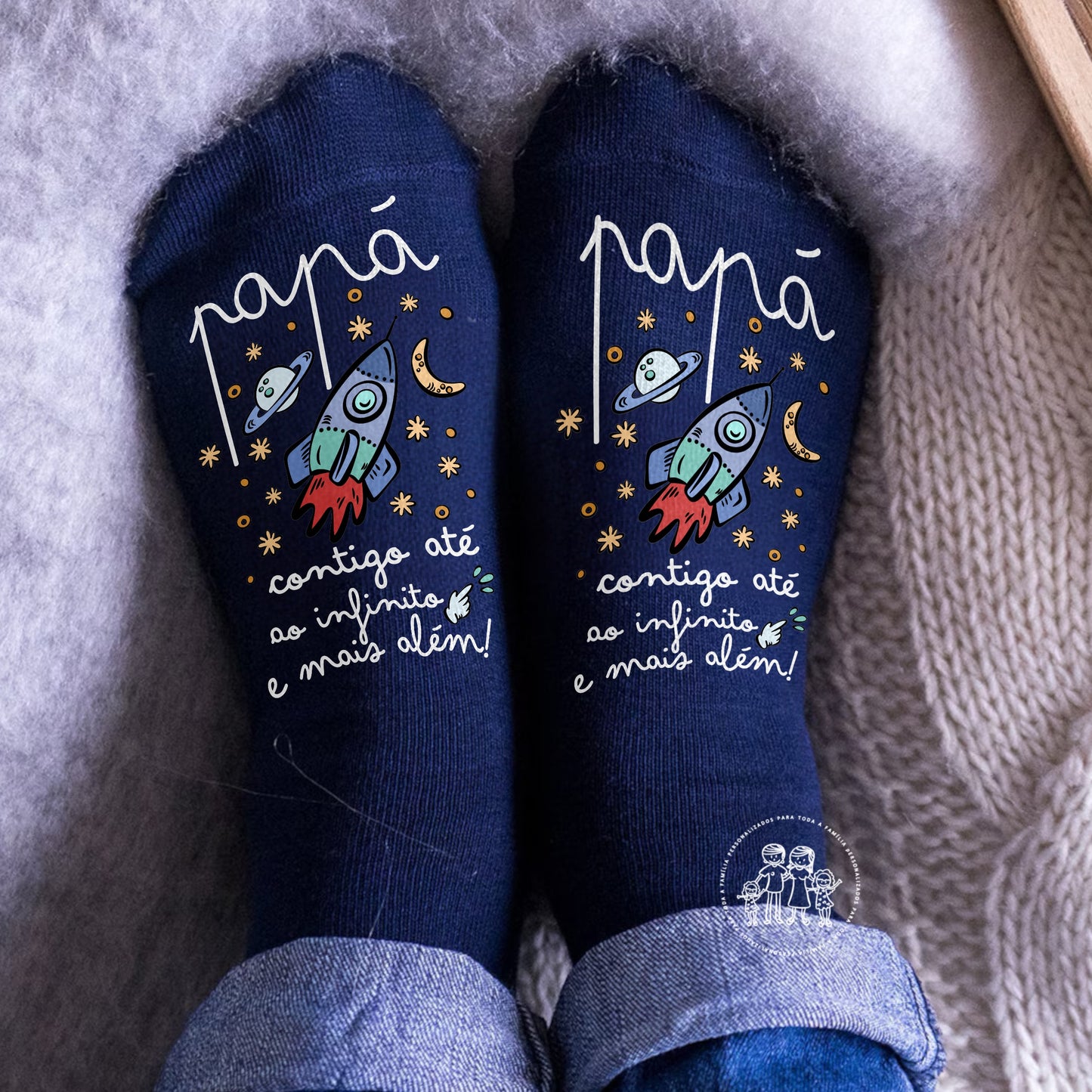 Meias personalizadas “Papá, contigo até ao infinito e mais além”