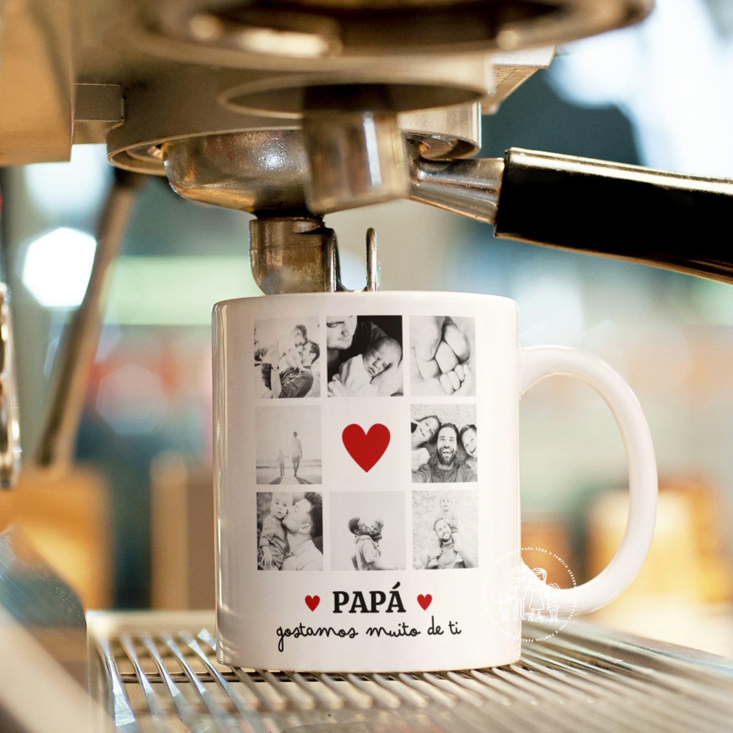 Caneca de cerâmica personalizada com fotos “Papá gostamos muito de ti”