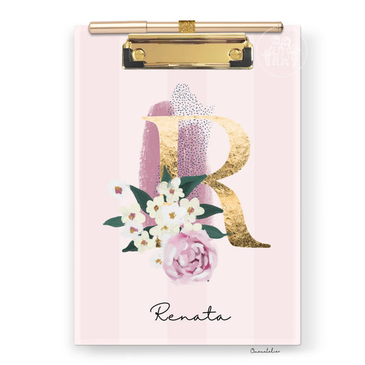 Prancheta personalizada c/ folhas decoradas