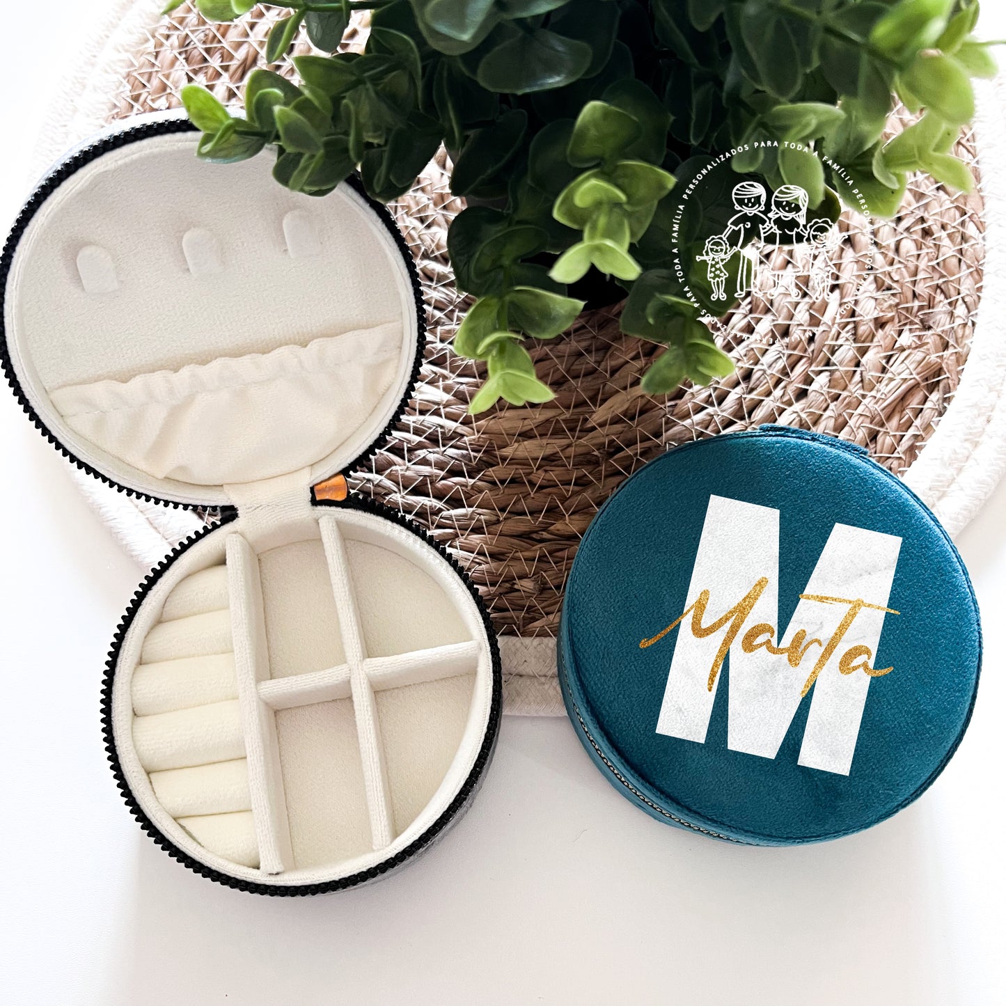 Porta-Jóias Veludo personalizado “Inicial e Nome”