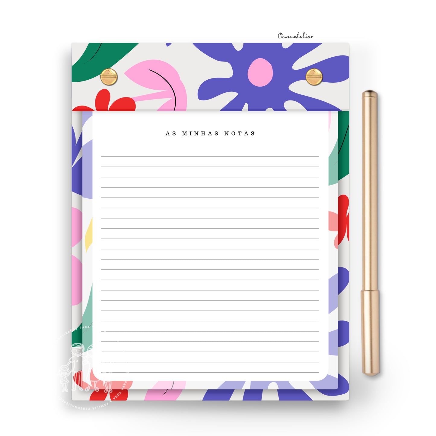 Bloco de notas com 80 folhas reposicionáveis A5 "Flores de Verão"