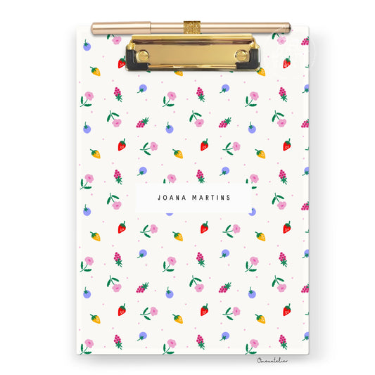 Prancheta personalizada c/ folhas "Frutas"