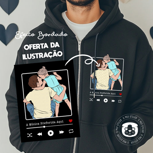 Casaco Personalizado com Ilustração e Faixa de Som – Especial Dia do Pai