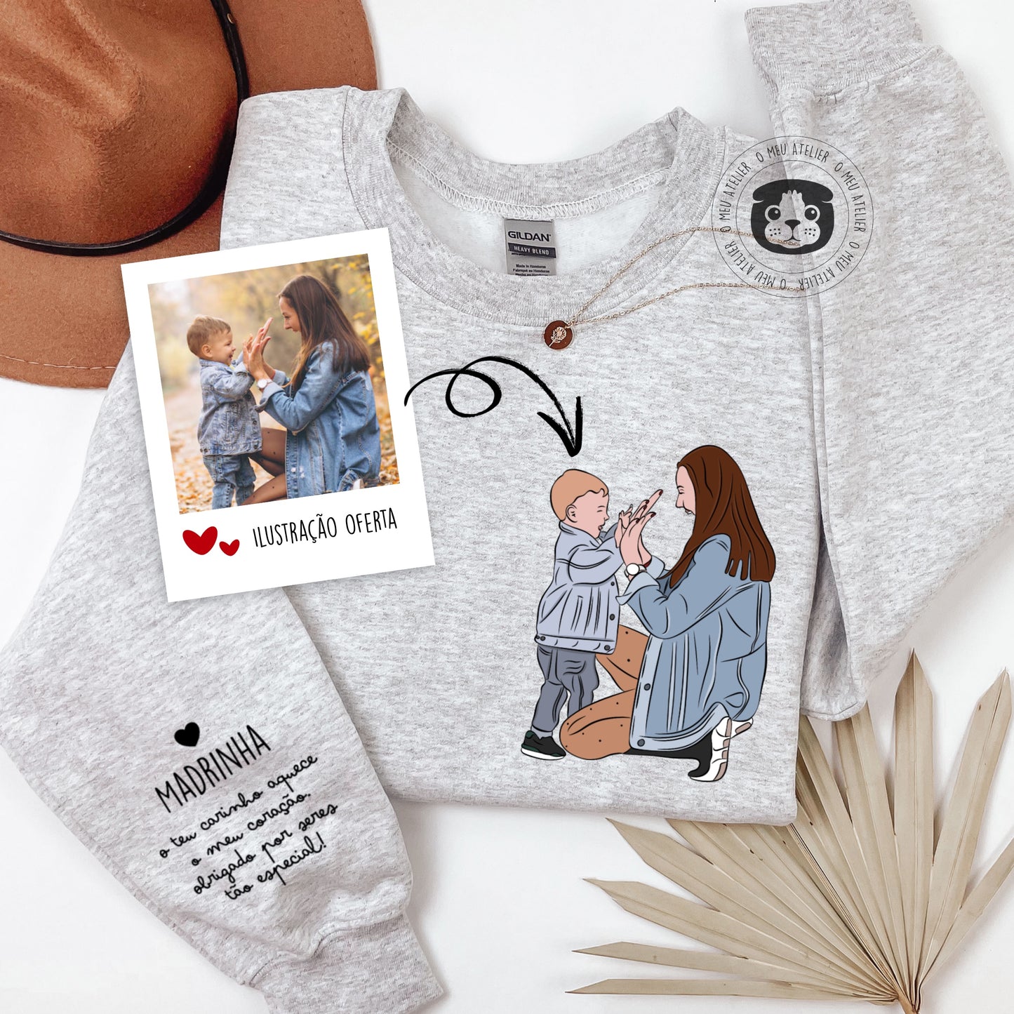 Sweatshirt Personalizada com Ilustração – A Tua Foto Transformada em Arte (Ilustração Oferta!)