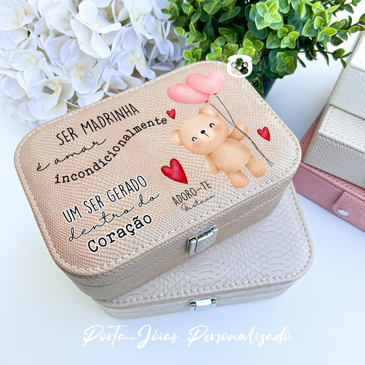Guarda-Jóias em Pele personalizado - Ser madrinha é